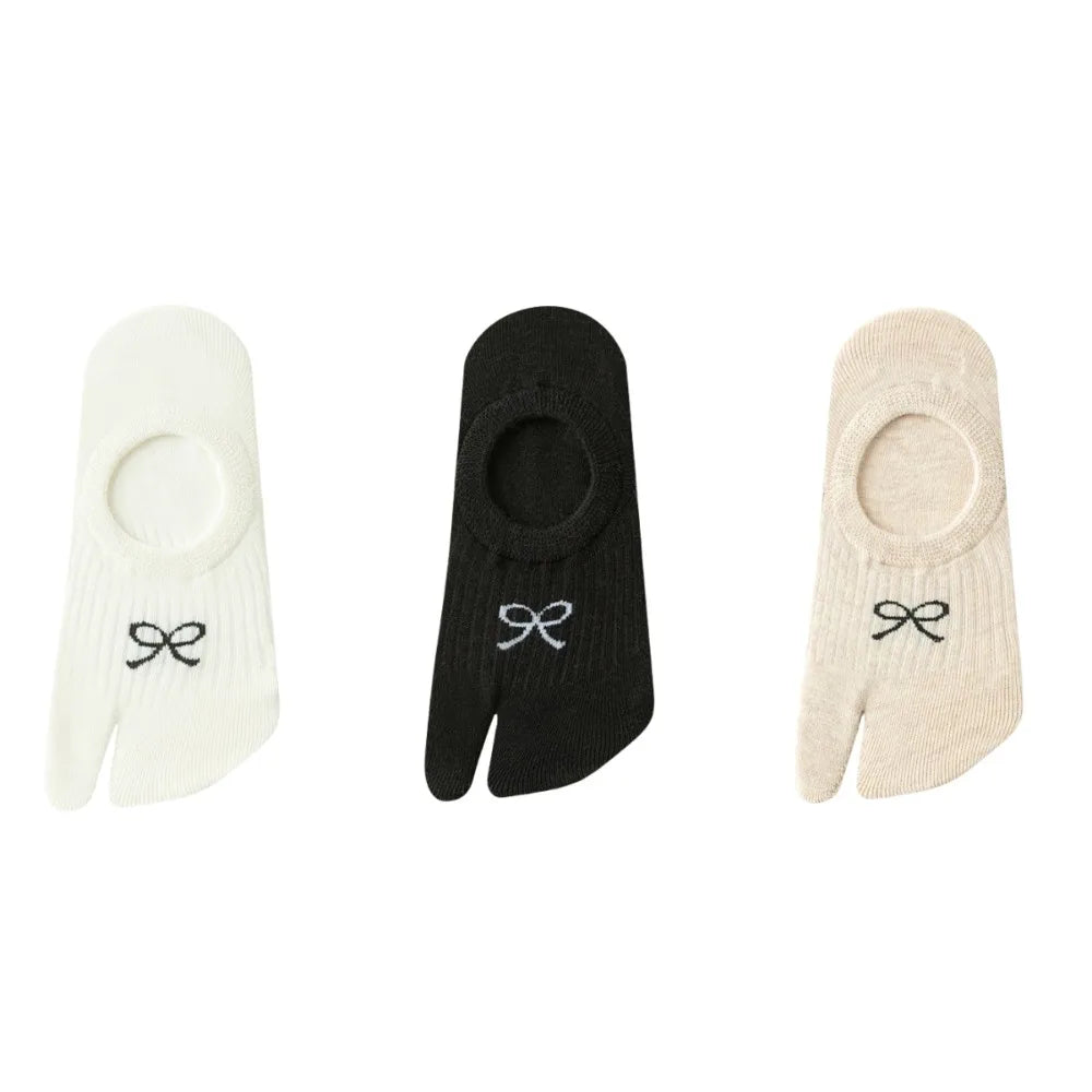 3 Pairs Low Cut Bow Tabis