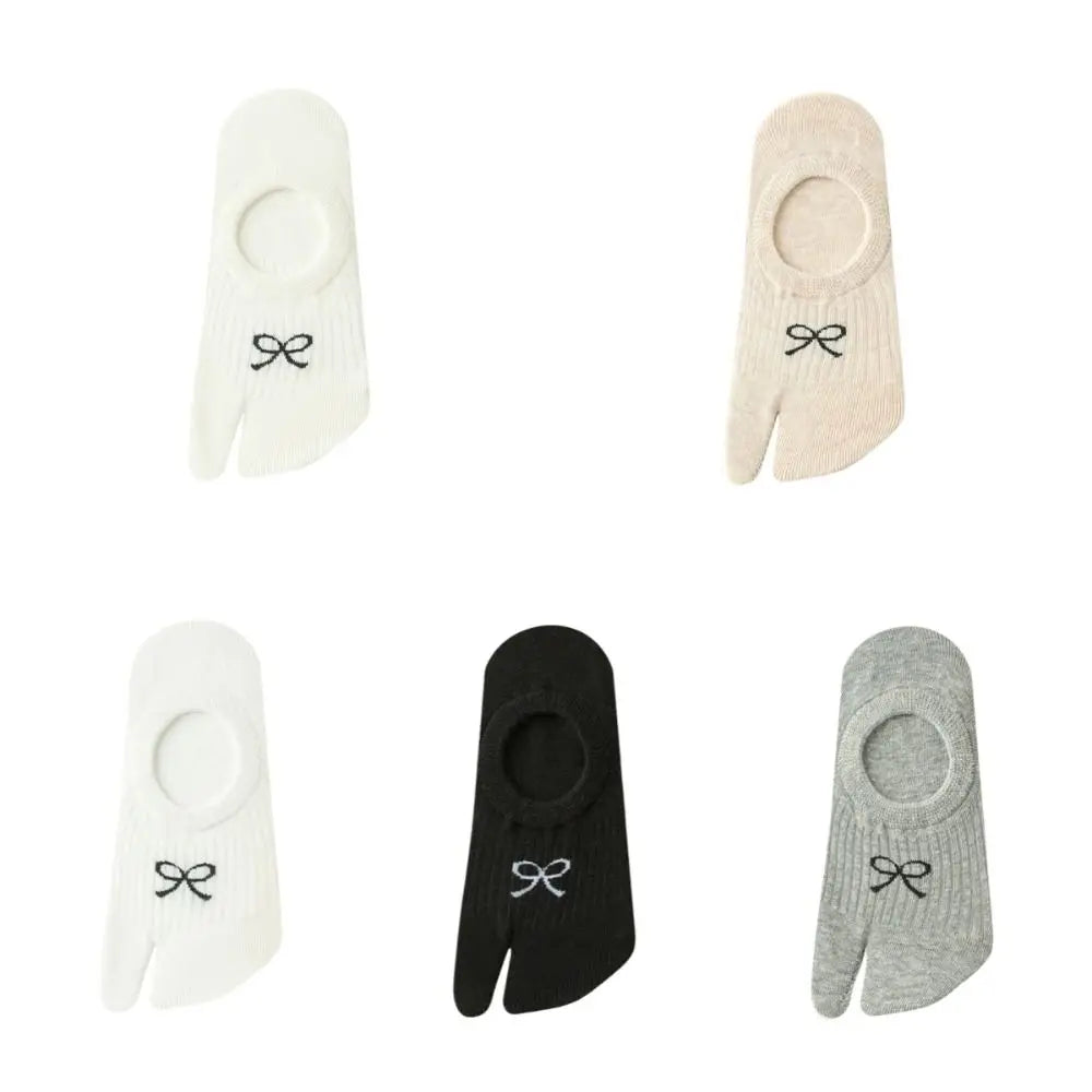 3 Pairs Low Cut Bow Tabis